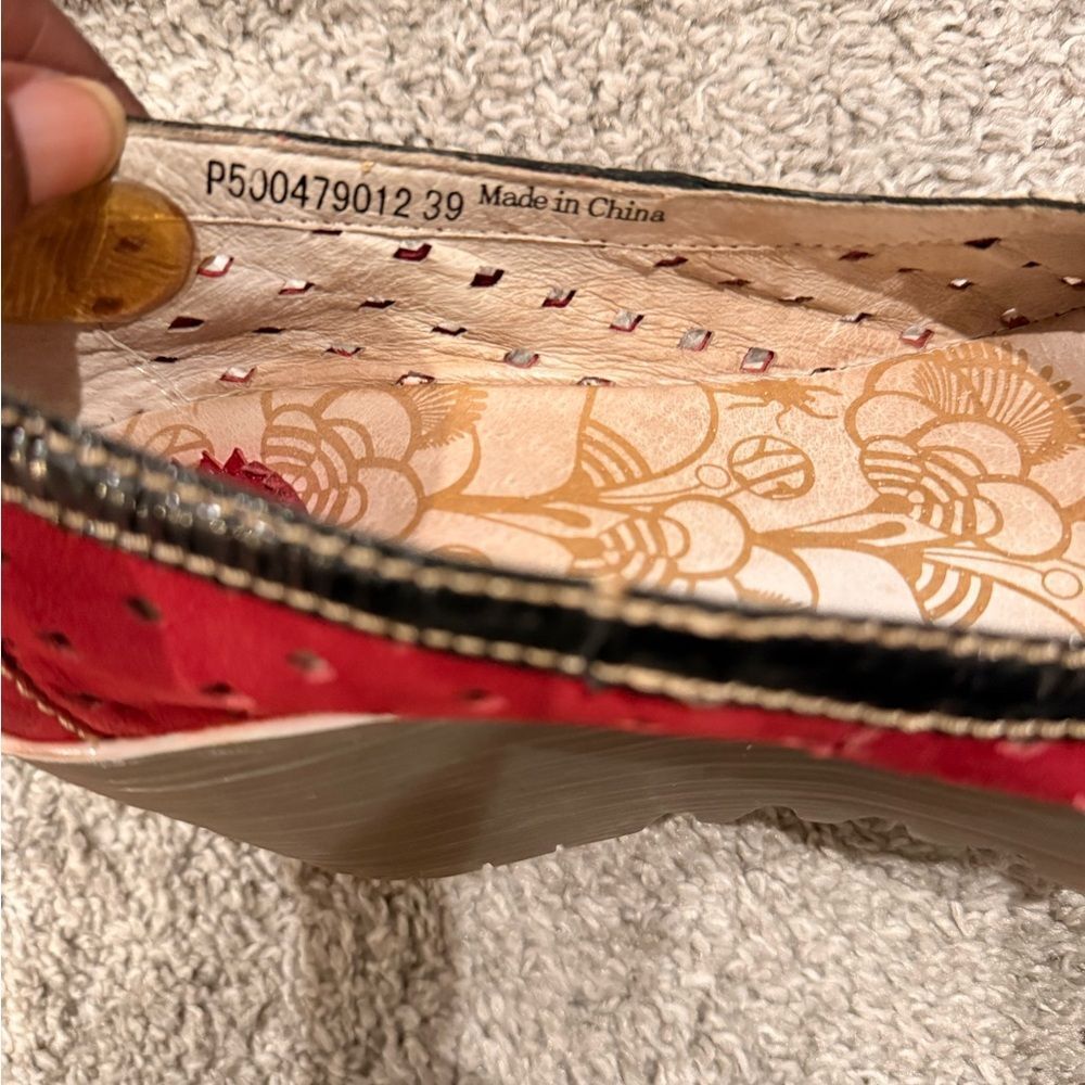 Fly London Women's Red Perforated Flats - Picture 8 of 8